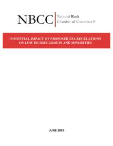 POTENTIAL IMPACT OF PROPOSED EPA REGULATIONS ON LOW INCOME GROUPS AND MINORITIES JUNE 2015  POTENTIAL IMPACT OF PROPOSED EPA REGULATIONS