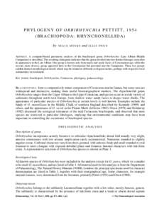 PHYLOGENY OF ORBIRHYNCHIA PETTITT, 1954 (BRACHIOPODA: RHYNCHONELLIDA) by NEALE MONKS