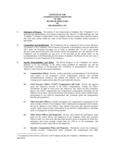 CHARTER OF THE COMPENSATION COMMITTEE OF THE BOARD OF DIRECTORS OF ABX HOLDINGS, INC.