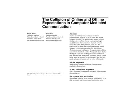 The Collision of Online and Offline Expectations in Computer-Mediated Communication