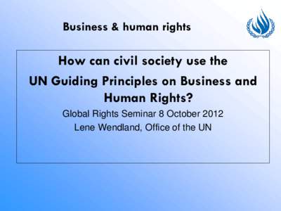 Business & human rights  How can civil society use the UN Guiding Principles on Business and Human Rights? Global Rights Seminar 8 October 2012