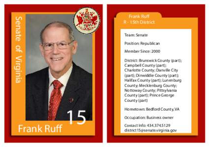 Senate of Virginia  15 Frank Ruff  Frank Ruff
