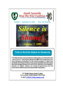 Number 7, September 23, 2006  Price: By Donation Silence is Shame!