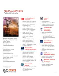 FEDERAL SERVICES Federal Contracts U.S. Army Corps of Engineers • •