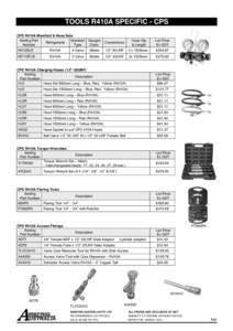 TOOLS R410A SPECIFIC - CPS CPS R410A Manifold & Hose Sets Airefrig Part Manifold Refrigerants Number