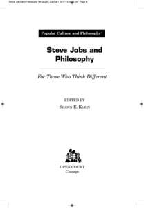 Steve Jobs and Philosophy 5th pages_Layout:44 AM Page iii  Popular Culture and Philosophy® Steve Jobs and Philosophy