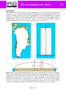 The Greenlandic Ice Sheet Introduction This problem deals with the physics of the Greenlandic ice sheet, the second largest glacier in the world, Fig. 3.1(a). As an idealization, Greenland is modeled as a rectangular isl