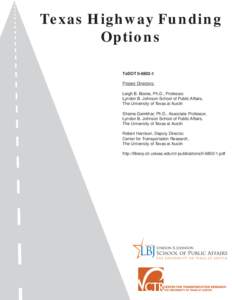 Texas Highway Funding Options (TxDOT Report[removed])