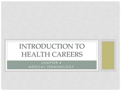 Introduction to Health careers