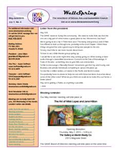 WellSpring May-June2015 The newsletter of DeSoto Arts and Humanities Council See us at www.desotoartscouncil.org