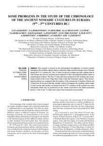 GEOCHRONOMETRIA Vol. 21, pp[removed], 2002 – Journal on Methods and Applications of Absolute Chronology  SOME PROBLEMS IN THE STUDY OF THE CHRONOLOGY