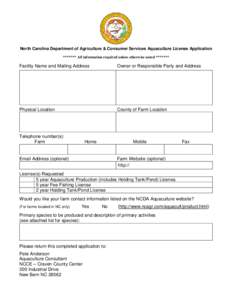 Aquaculture License Application