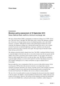 Monetary policy assessment of 19 September 2013
				Monetary policy assessment of 19 September 2013