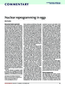 Lasker basic medical r e s e a r c h awa r d C O M M E N TA RY  Nuclear reprogramming in eggs