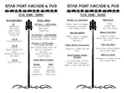 STAR PORT ARCADE & PUB  STAR PORT ARCADE & PUB FILE NAME: BREWS