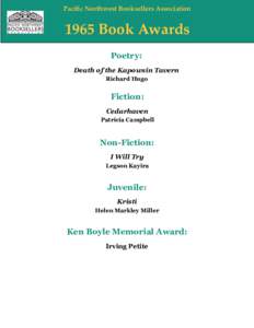 Pacific Northwest Booksellers AssociationBook Awards Poetry: Death of the Kapowsin Tavern Richard Hugo