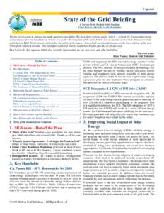 3rd Qtr2015  State of the Grid Briefing A Service from Modern Grid Academy Click here to subscribe to the Newsletter