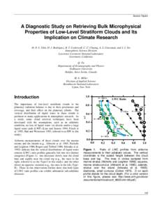 Session Papers  A Diagnostic Study on Retrieving Bulk Microphysical Properties of Low-Level Stratiform Clouds and Its Implication on Climate Research H.-N. S. Chin, D. J. Rodriguez, R. T. Cederwall, C. C. Chuang, A. S. G