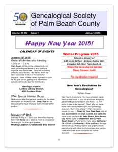 Genealogical Society of Palm Beach County Volume XXXIV Issue 1
