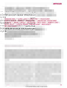 ARTICLES  Ultrathin silicon solar microcells for semitransparent, mechanically flexible and microconcentrator module designs JONGSEUNG YOON1,2,3 *, ALFRED J. BACA3,4 *, SANG-IL PARK1,2,3 , PAULIUS ELVIKIS5 ,