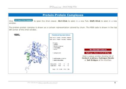 2P2IINSPECTOR : Jmol Help File  Protein-Protein Complexes Click window.