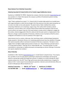 Microsoft Word - HC PATENT Press Releases Nov 2013
