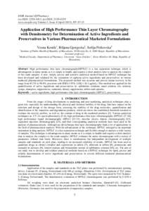 IOSR Journal Of Pharmacy (e)-ISSN: , (p)-ISSN: www.iosrphr.org Volume 5, Issue 4 (April 2015), PPApplication of High Performance Thin Layer Chromatography with Densitometry for Determination of