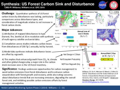 Synthesis: US Forest Carbon Sink and Disturbance CMS-PI Williams; Williams et al. GPC 2016 Challenge:  Quantitative synthesis of US forest