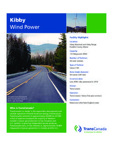 Kibby Wind Power Facility Highlights