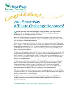 Congratulations 2015 SmartWay Affiliate Challenge Honorees! (EPA-420-F, April 2015)