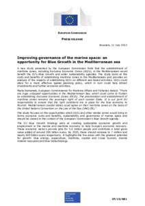 EUROPEAN COMMISSION  PRESS RELEASE Brussels, 11 July[removed]Improving governance of the marine space: an