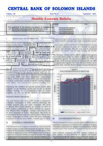 CENTRAL BANK OF SOLOMON ISLANDS Volume . 05 Issue No. 9 				  September 2014