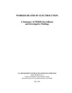 NIOSH Publication No[removed], Worker Deaths by Electrocution