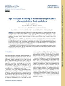 Science & Research Open Access Proceedings High resolution modelling of wind fields for optimization of empirical storm flood predictions B. Brecht and H. Frank