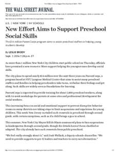 New Effort Aims to Support Preschool Social Skills - WSJ This copy is for your personal, non­commercial use only. To order presentation­ready copies for distribution to your colleagues, clie