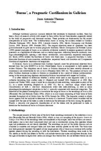 ‘Bueno’, a Pragmatic Castilianism in Galician Juan Antonio Thomas Utica College 1. Introduction Although traditional grammar manuals dedicate few sentences to discourse markers, there has