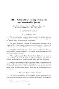 III. 12. Alternatives to imprisonment and restorative justice United Nations Standard Minimum Rules for