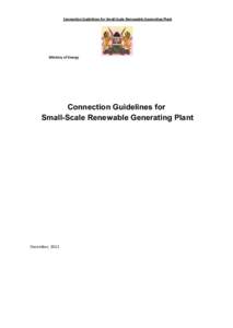Connection Guidelines for Small-Scale Renewable Generating Plant  Ministry of Energy Connection Guidelines for Small-Scale Renewable Generating Plant