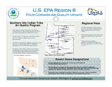 United States Environmental Protection Agency / Ute people / Ozone / Four Corners / Haze / Southern Ute Indian Reservation / State Implementation Plan / Geography of Colorado / Colorado counties / Colorado