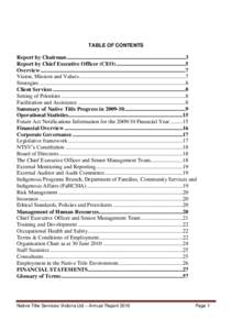 TABLE OF CONTENTS  Report by Chairman .....................................................................................3 Report by Chief Executive Officer (CEO) ..................................................5 Ove