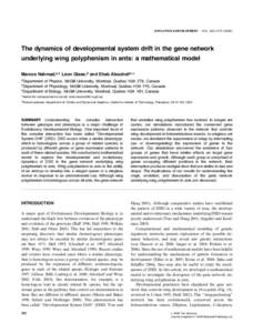 EVOLUTION & DEVELOPMENT  10:3, 360 –The dynamics of developmental system drift in the gene network underlying wing polyphenism in ants: a mathematical model