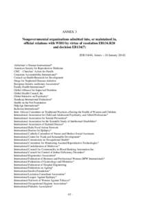 ANNEX 3 Nongovernmental organizations admitted into, or maintained in, official relations with WHO by virtue of resolution EB134.R20 and decision EB134(7) [EB134/44, Annex – 24 January[removed]Alzheimer’s Disease Inter