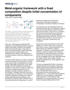 Metal-organic framework with a fixed composition despite initial concentration of components