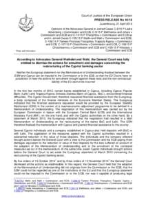 Court of Justice of the European Union PRESS RELEASE NoLuxembourg, 21 April 2016 Press and Information
