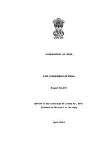 GOVERNMENT OF INDIA  LAW COMMISSION OF INDIA Report No.274