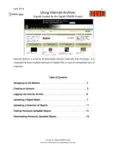 June[removed]Using Internet Archive: A guide created by the Digital POWRR Project