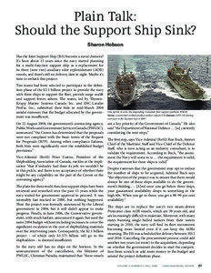Plain Talk: Should the Support Ship Sink? Sharon Hobson