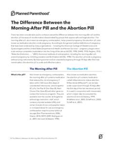 The Difference Between the Morning-After Pill and the Abortion Pill There has been considerable public confusion about the difference between the morning-after pill and the abortion pill because of misinformation dissemi