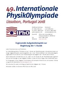 49.Internationale  PhysikOlympiade Lissabon, Portugal 2018 Wettbewerbsleitung