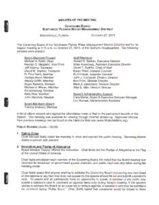 MINUTES OF THE MEETING GOVERNING BOARD SOUTHWEST FLORIDA WATER MANAGEMENT DISTRICT BROOKSVILLE, FLORIDA  OCTOBER 27, 2015
